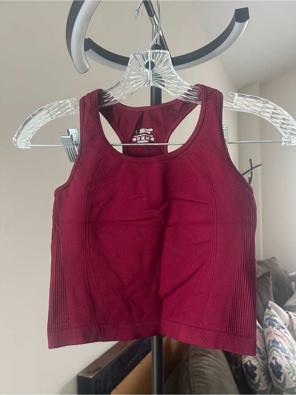 Burgundy Sports Crop Tank Top
